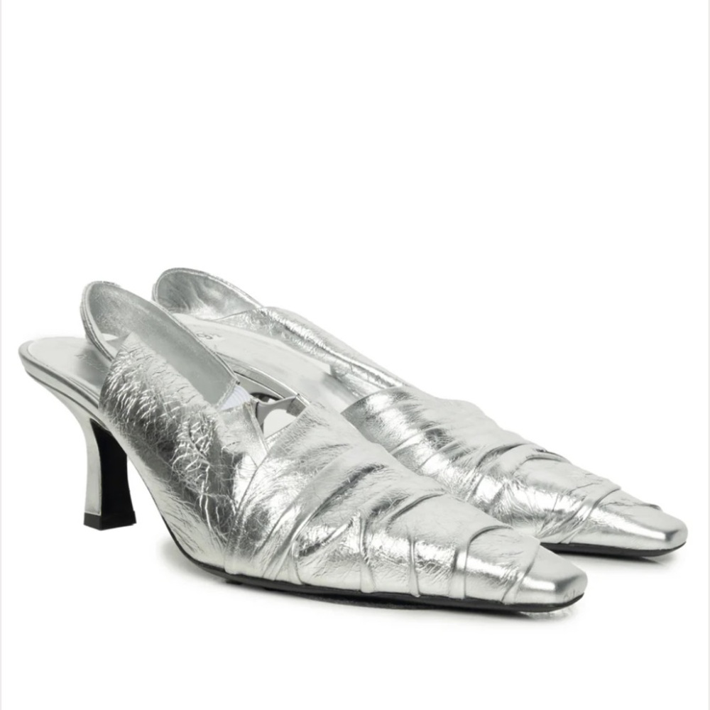 Khaite Metallic Leather Slingback Pumps